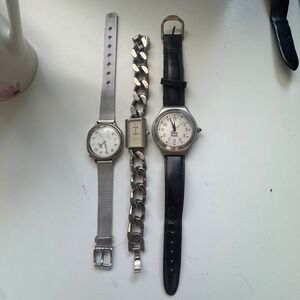 Lot of 3 Vintage Womens Watches Moulin Black Pearls Regis UNTESTED - READ
